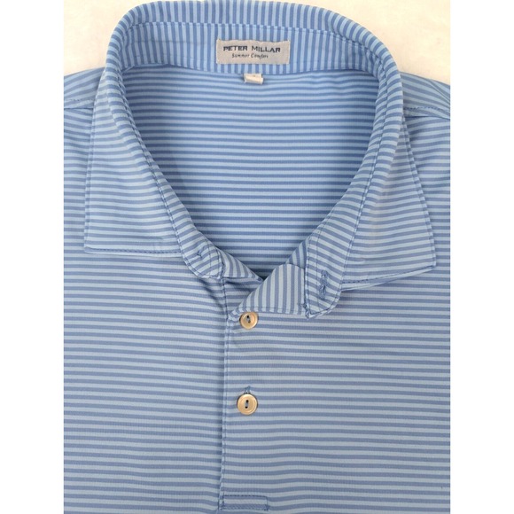 Peter Millar Other - Peter Millar  Summer Comfort Shirt Men's XL Blue Striped Polo Shirt Golf‎ *Read